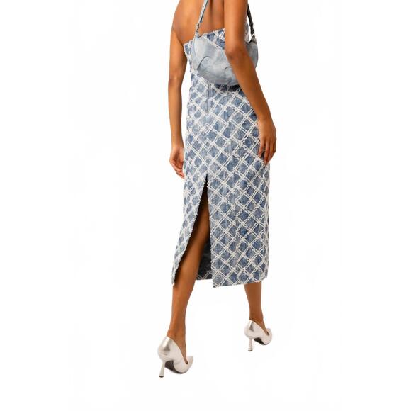 NEW AMYLYNN bronte denim bandeau dress in blue - Picture 3 of 5